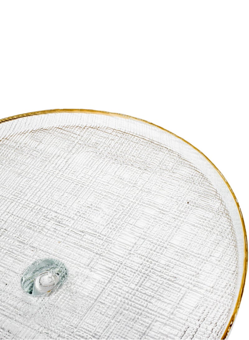 إيليجانت صحن تقديم زجاج فاخر بقاعدة – قطر 27.5 سم – ارتفاع 9.5 سم – مثالي للحلويات والضيافة ✨🍰 - Image 3